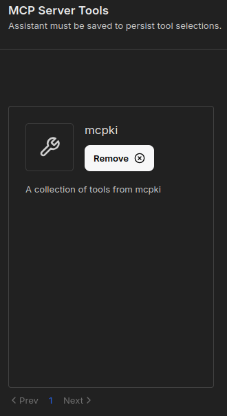 LibreChat MCP Tools Menu